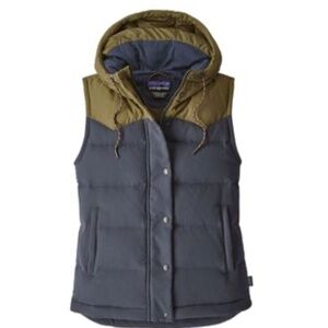 Patagonia Women's Bivy Hooded Vest Smolder Blue/Fatigue Green Sz M Style #27746